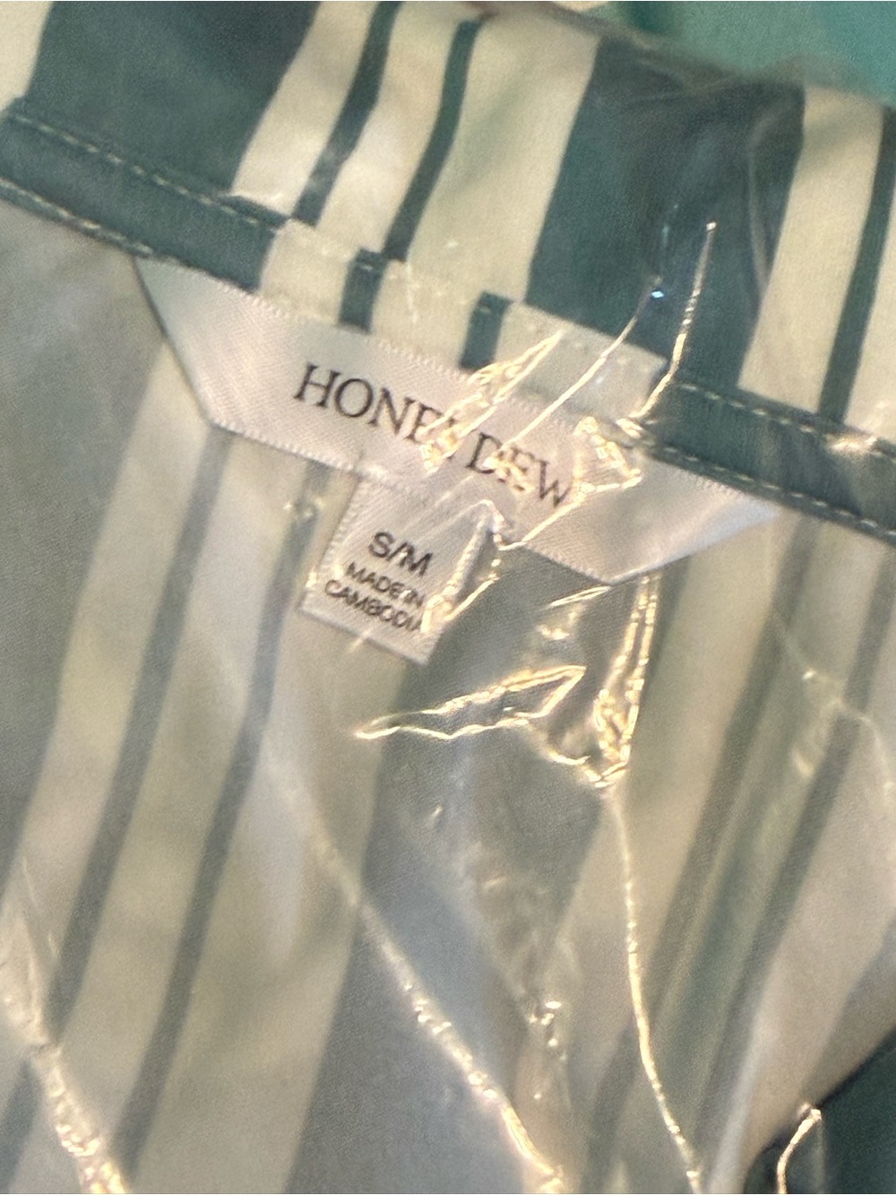 NWT Honeydew green and White Stripe Satin Pajama Set - Picture 5 of 6